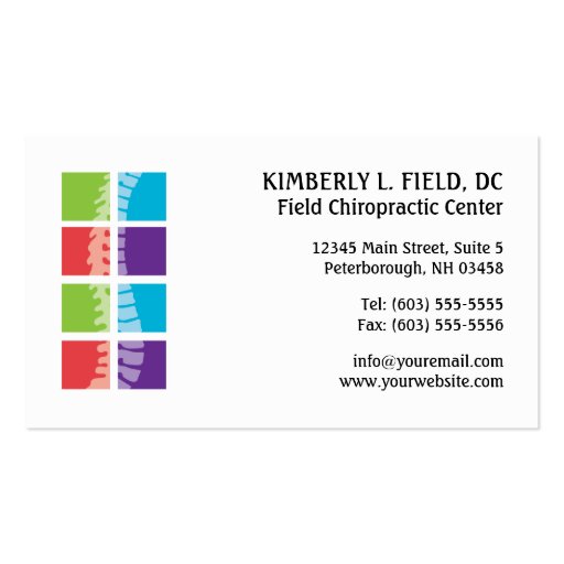 Color Blocks Spine Chiropractic Business Cards (front side)