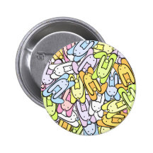 color bunnies pinback button