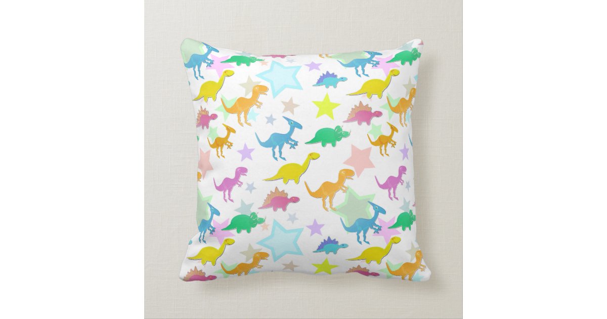 Color Cartoon Dinosaurs Pattern Pillow | Zazzle