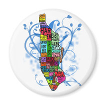 Color Coded Manhattan Map Fridge Magnet