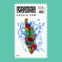 Color Coded Manhattan Map stamps
