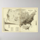 color coded population by counties poster