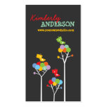 Color Dot Trees + Cute Birds Custom Profile Card Business Cards