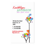 Color Dot Trees + Cute Birds Custom Profile Card Business Cards