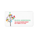 Color Dot Trees Cute Birds Party Address Labels