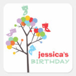Color Dot Trees Cute Birds Party Gift Tag Stickers