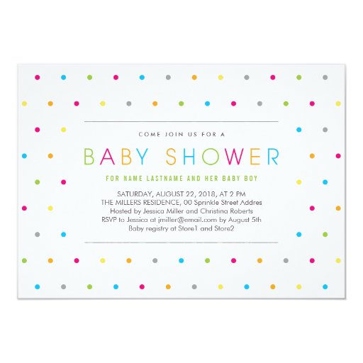 Color Dots Modern Clean Neutral Baby Shower Invite Personalized Invitation