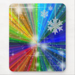 Color Explosion with Snowflakes and Stars Mouse Pad