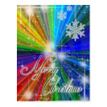 Color Explosion with Snowflakes and Stars Post Card