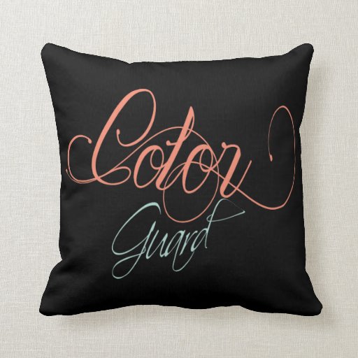 Color Guard script writing on throw pillow Zazzle