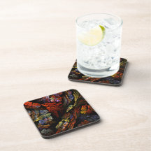 Color Harmony Abstract Art Cork Coaster