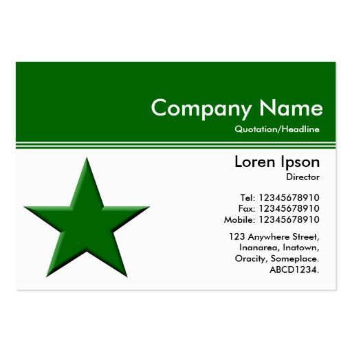Color Header III v2 - Green 006600 - Star Business Cards
