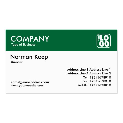 Color Header (Logo) - Forest Green Business Cards