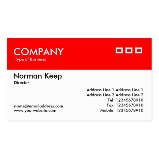 Color Header - Red Business Card Templates (front side)