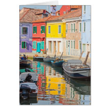 Color houses in Venice island Burano Italy Greeting Cards