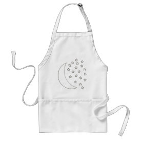 Color in moon and stars, aprons apron