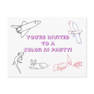 Color in Party invitation, postcard postcard