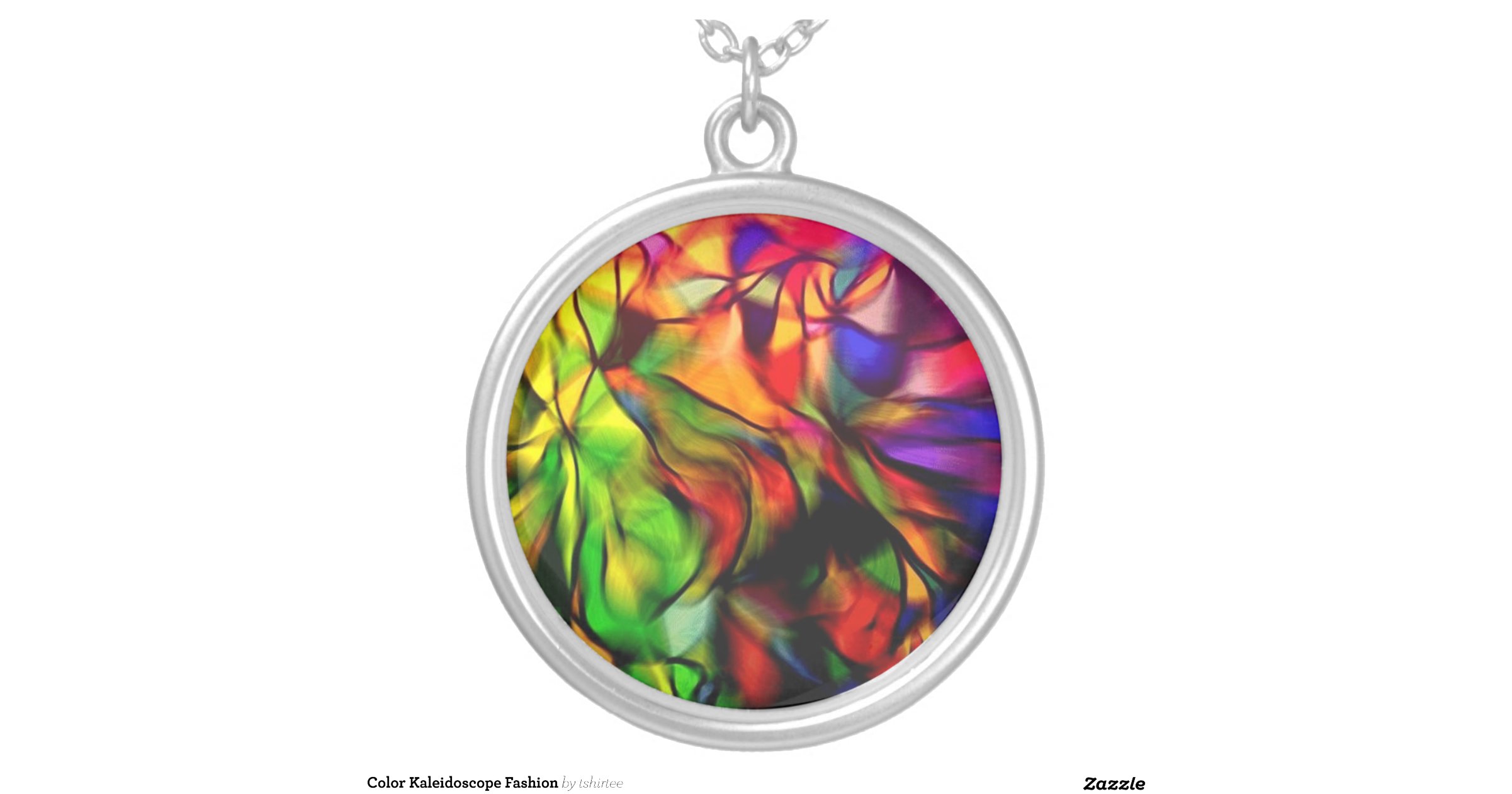 color_kaleidoscope_fashion_round_pendant_necklace ...