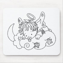 Color Me Angel Baby on Cloud Mouse Pads