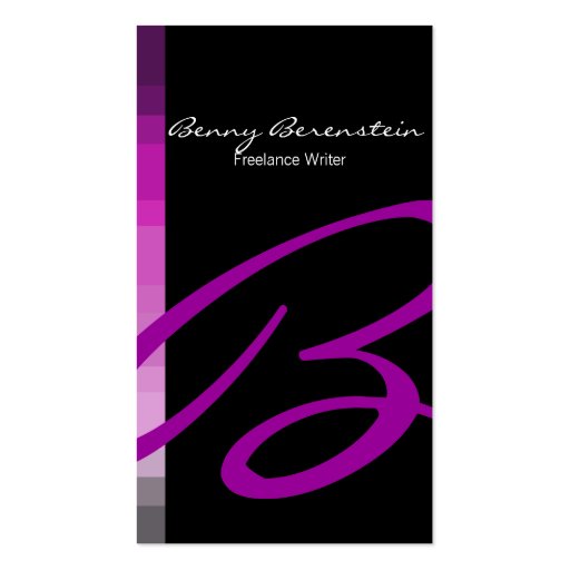 Color On The Side Monogram Fuschia Business Card
