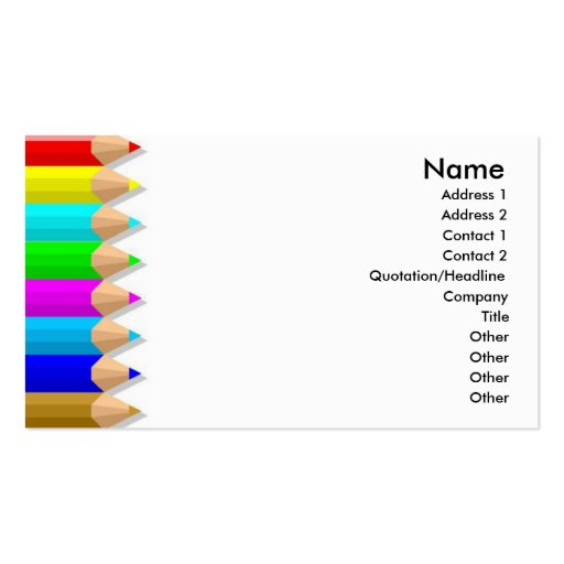 Color Pencils Profile Card Business Card Templates (front side)
