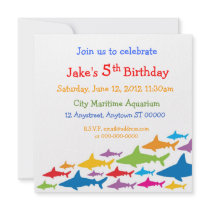 Color Sharks Birthday Invitation