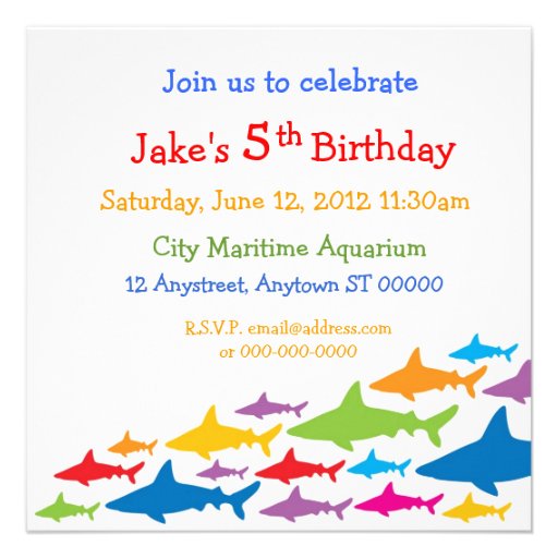 Color Sharks Birthday Invitation