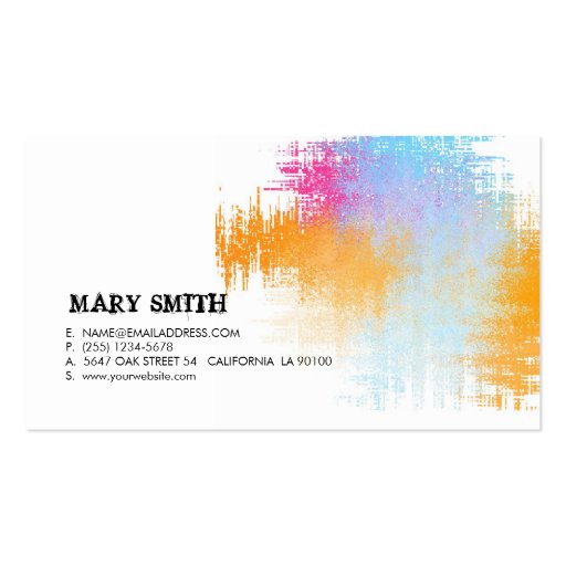 Color Splash Artist Business Card (back side)
