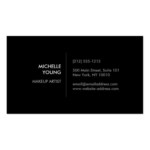 Color Splash in Taupe and Black for Makeup Artists Business Card Template (back side)
