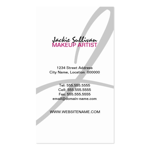Color Splash Makeup Artist Business Cards (back side)