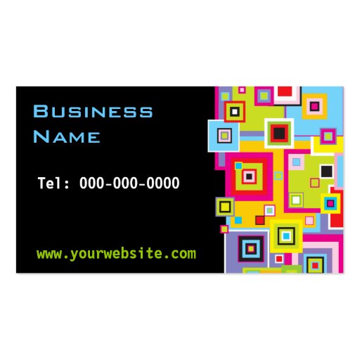 Color Squares on Black Business Card (front side)