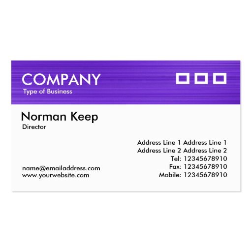 Color Textured Header - Brushed Violet Business Cards (front side)