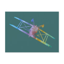 Color-washed Upside Down Stunt Plane Postcards