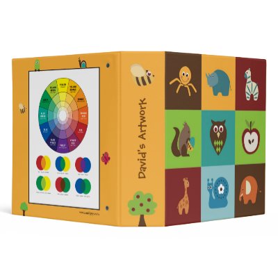 Modern whimsical animals make this a colorful binder for kids. Color wheel 
