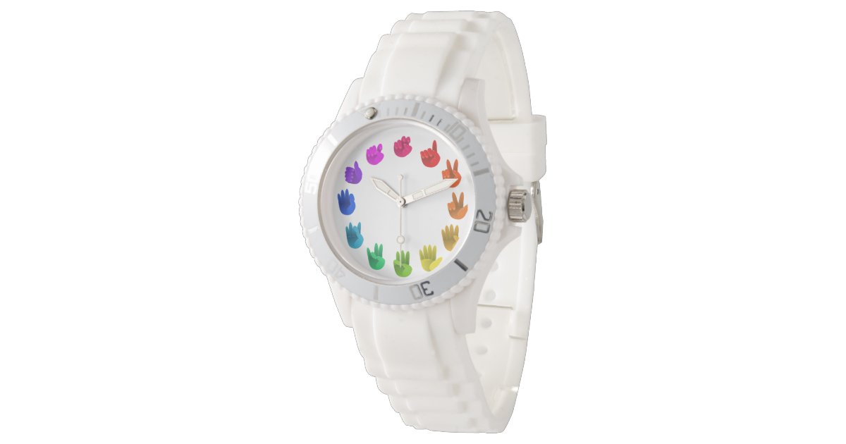 Color wheel asl sign language numbers wrist watches Zazzle