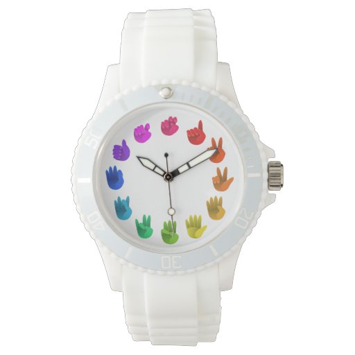 Color wheel asl sign language numbers wrist watches Zazzle