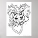 Color Your Own Valentine Fairy Cat Fantasy Print posters