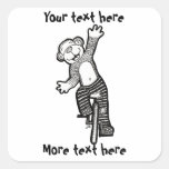 Colorable Unicycle Monkey Square Sticker