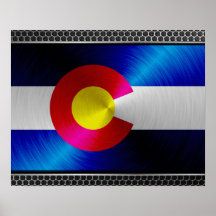 Colorado brushed metal flag print