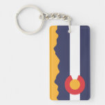 Colorado Flag and Mountain Range Keychain Rectangular Acrylic Keychains