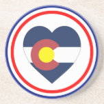 Colorado Flag Heart Drink Coaster