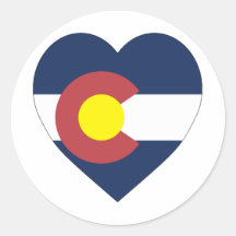Colorado Flag Heart Round Sticker