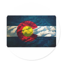 Colorado flag Rock Mountains Round Sticker