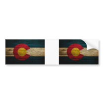 Colorado Flag Rustic Old Wood Bumper Stickers