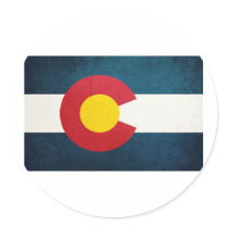Colorado Flag Rustic Round Stickers