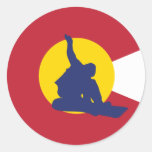 Colorado Flag Sticker - Snowboarder - Snowboard