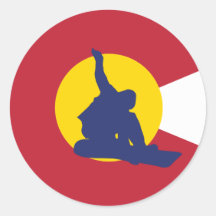 Colorado Flag Sticker - Snowboarder - Snowboard