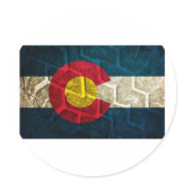 Colorado Flag Tire Tread Round Stickers