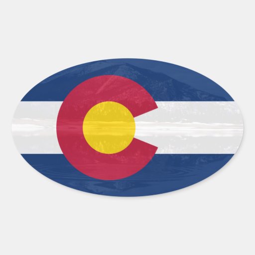 Colorado flag with mountain background sticker