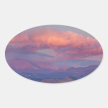Colorado Front Range Longs Peak Full Moon Sunrise Oval Stickers